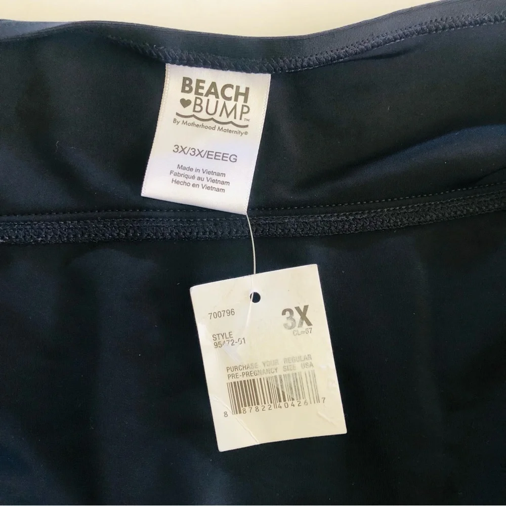 Beach Bump By Motherhood Maternity Black One Piece Swimsuit with Halter Neck 3X
